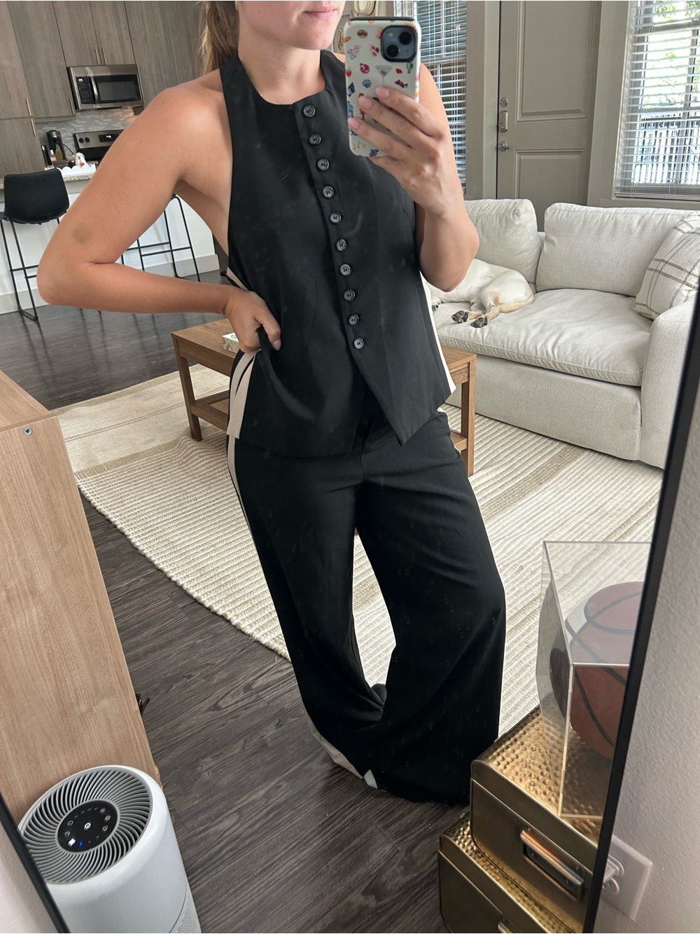Black Wide-Leg set with Button-Front Halter
